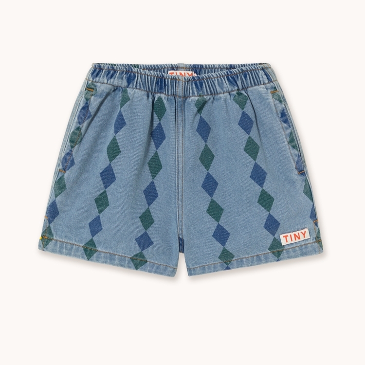 （預購）TINYCOTTONS 鑽石印花牛仔短褲 DIAMONDS SHORTS - light wash denim