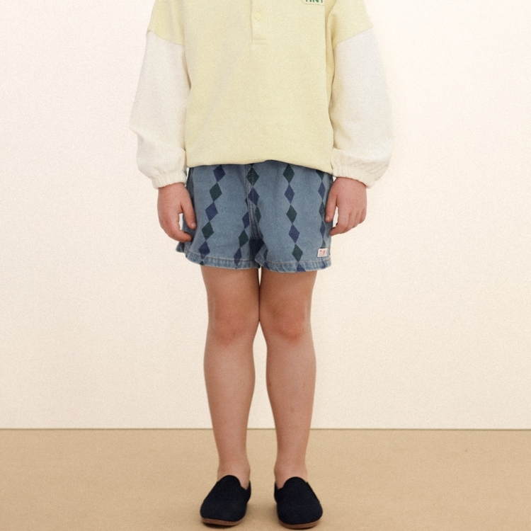 （預購）TINYCOTTONS 鑽石印花牛仔短褲 DIAMONDS SHORTS - light wash denim