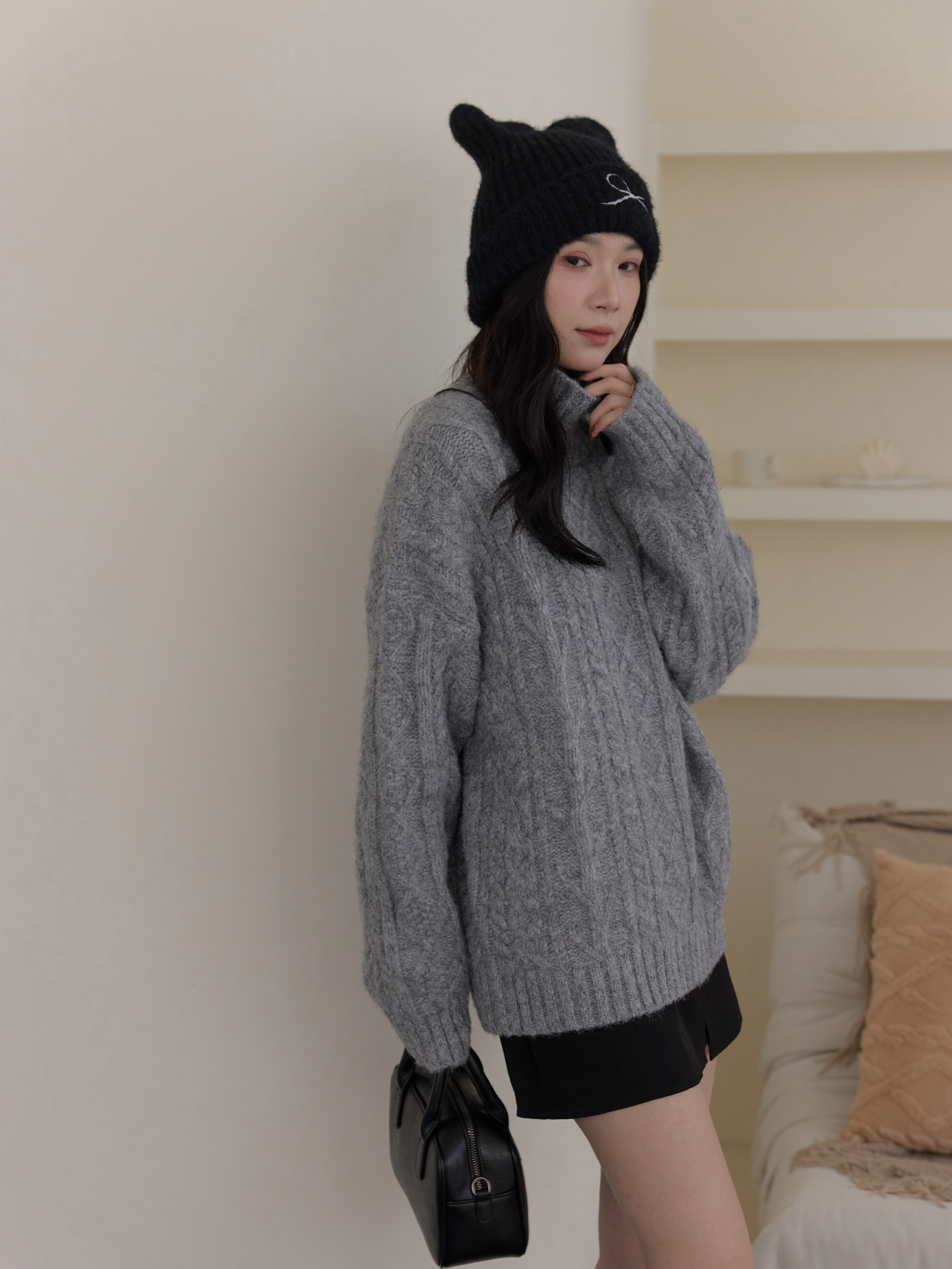 軟萌蝴蝶結雙耳毛帽