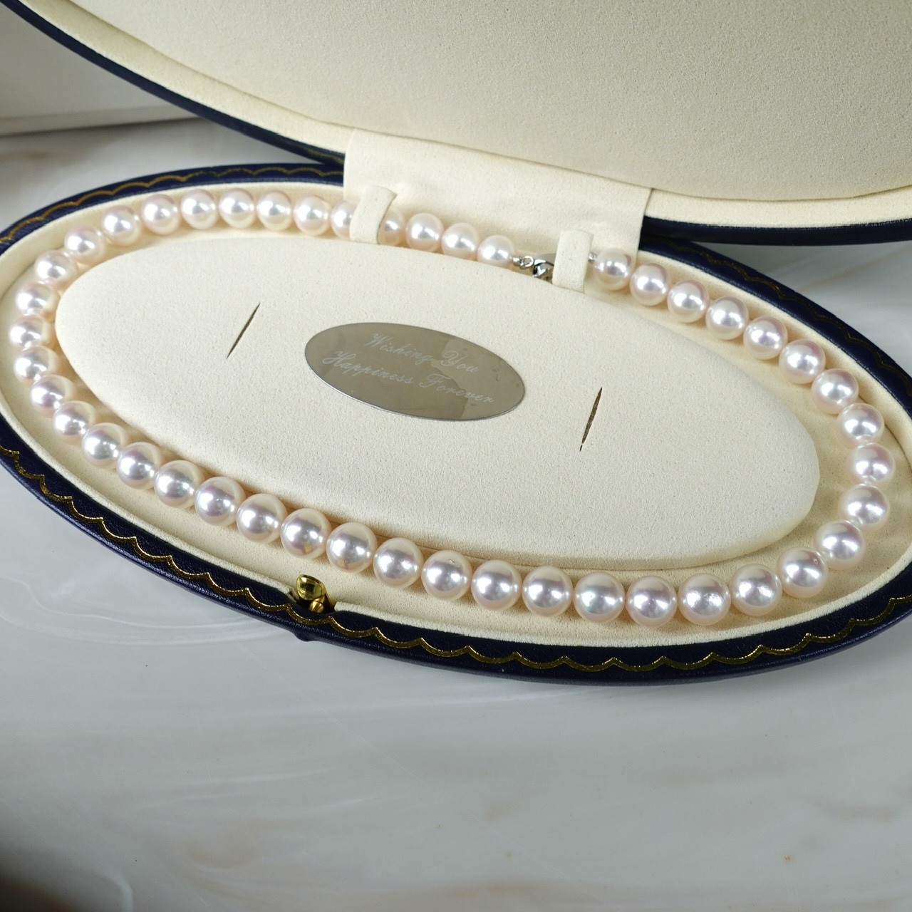 稀有尺寸9-9.5mm 極光Rose日本Akoya珍珠串鏈 (配真科研證書)