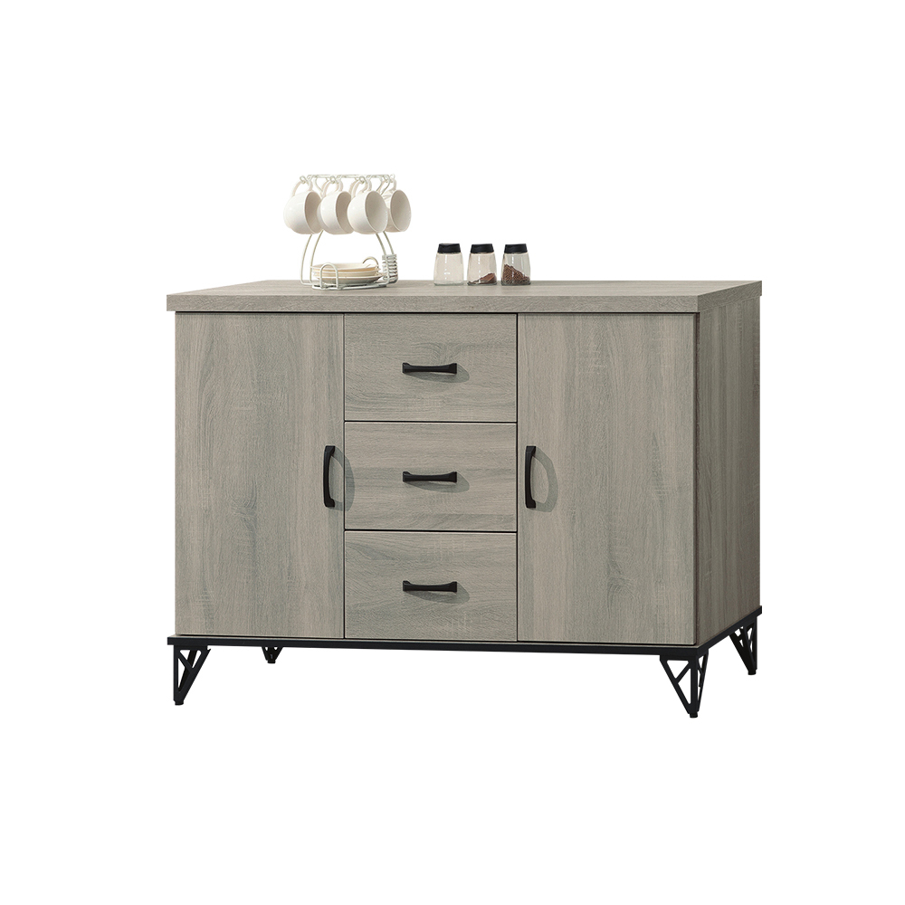 柏蒂家居-卡特森4尺二門三抽餐櫃/電器收納櫃/碗盤櫃/置物矮櫃