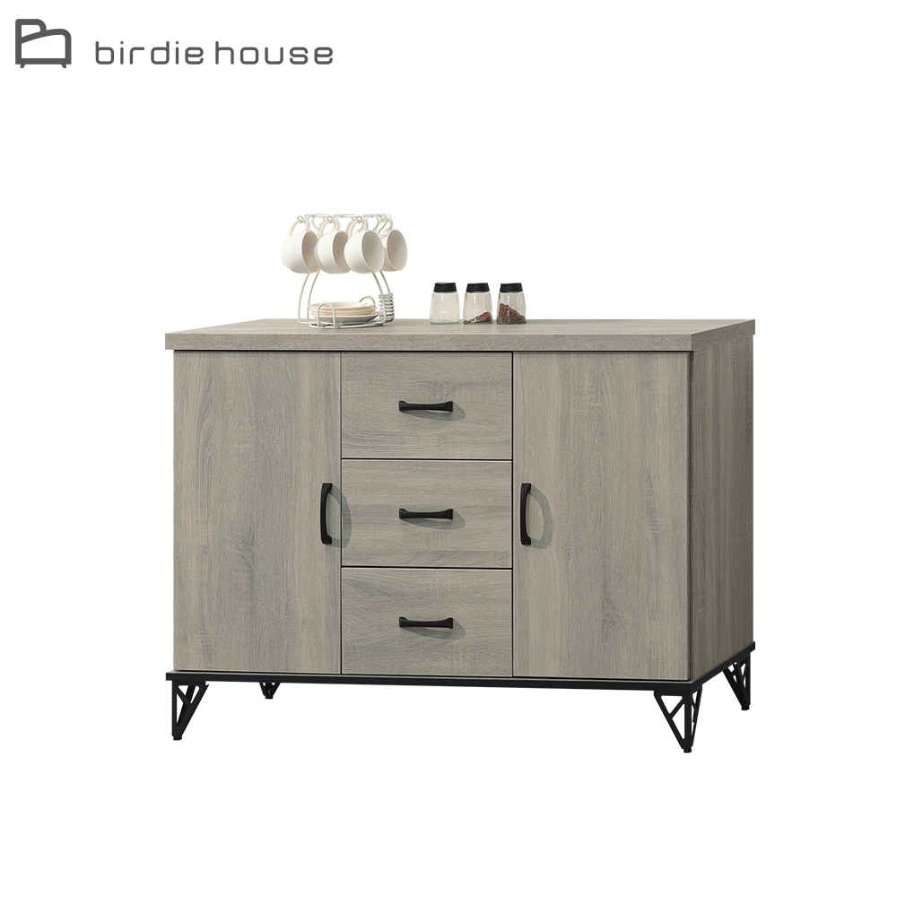 柏蒂家居-卡特森4尺二門三抽餐櫃/電器收納櫃/碗盤櫃/置物矮櫃