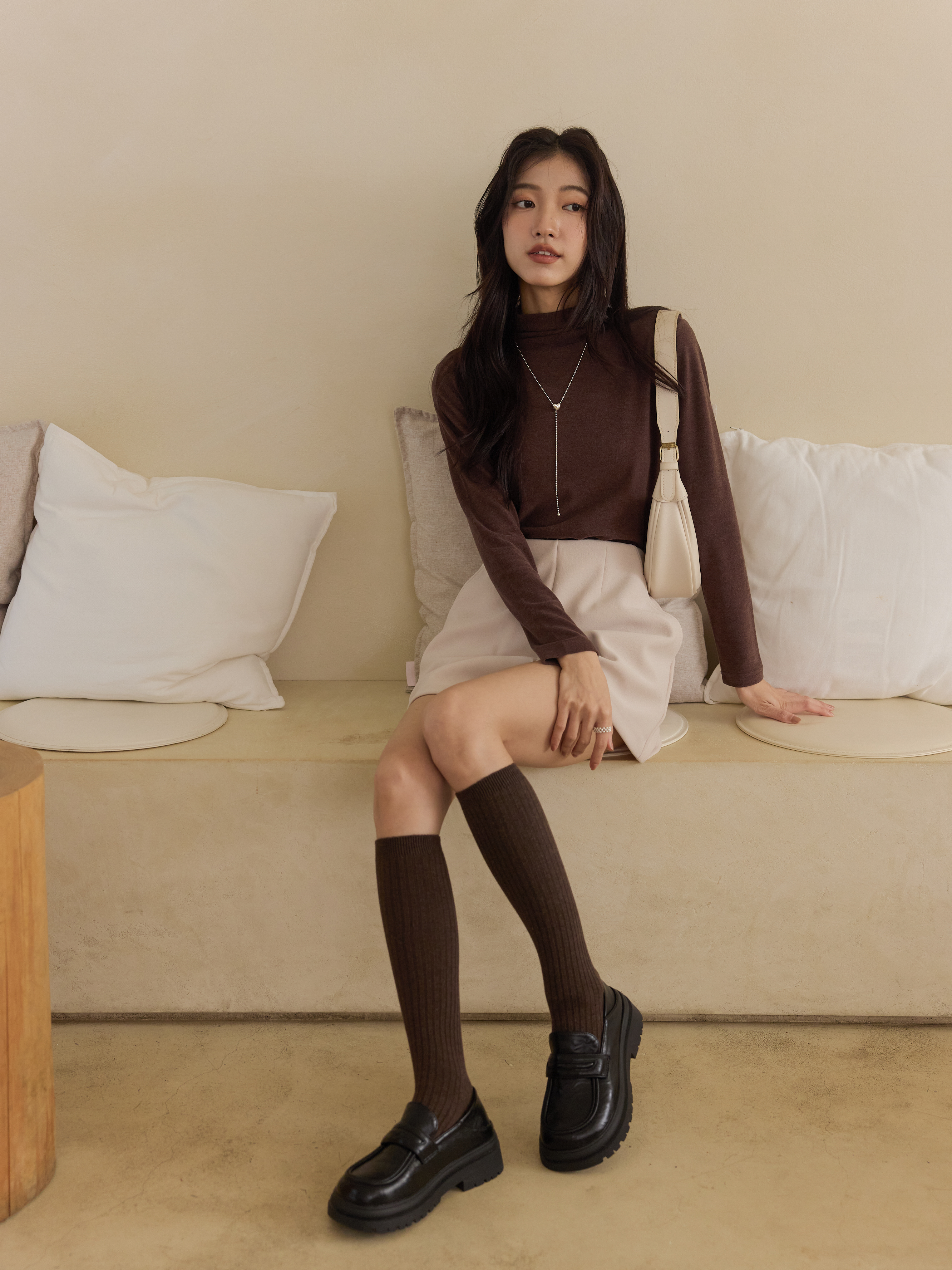 棉質彈性坑紋小腿襪