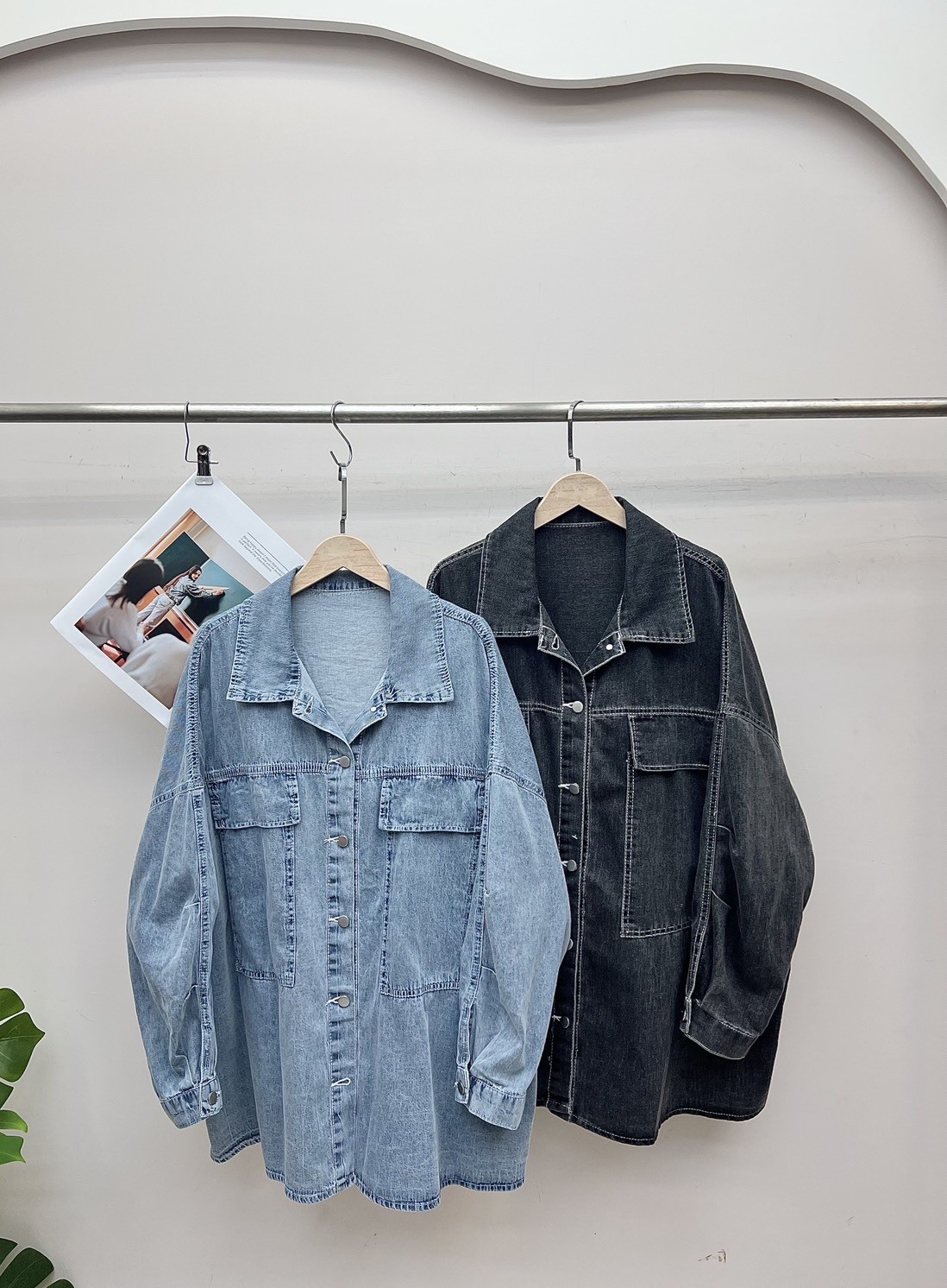 D1044-手繡抓皺牛仔外套