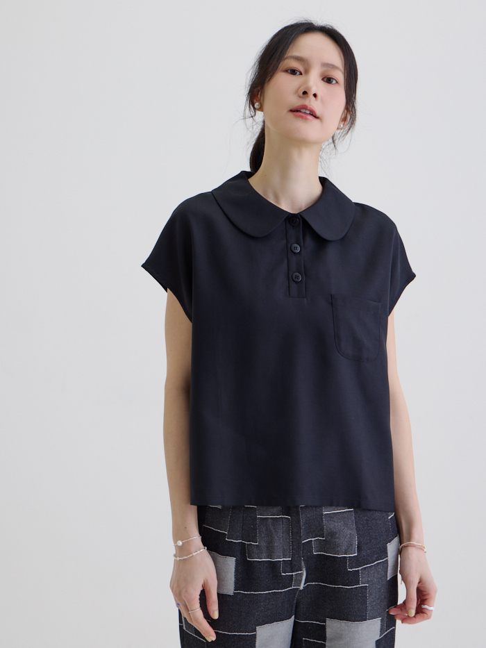 雀斑比德圓領短袖上衣-黑色