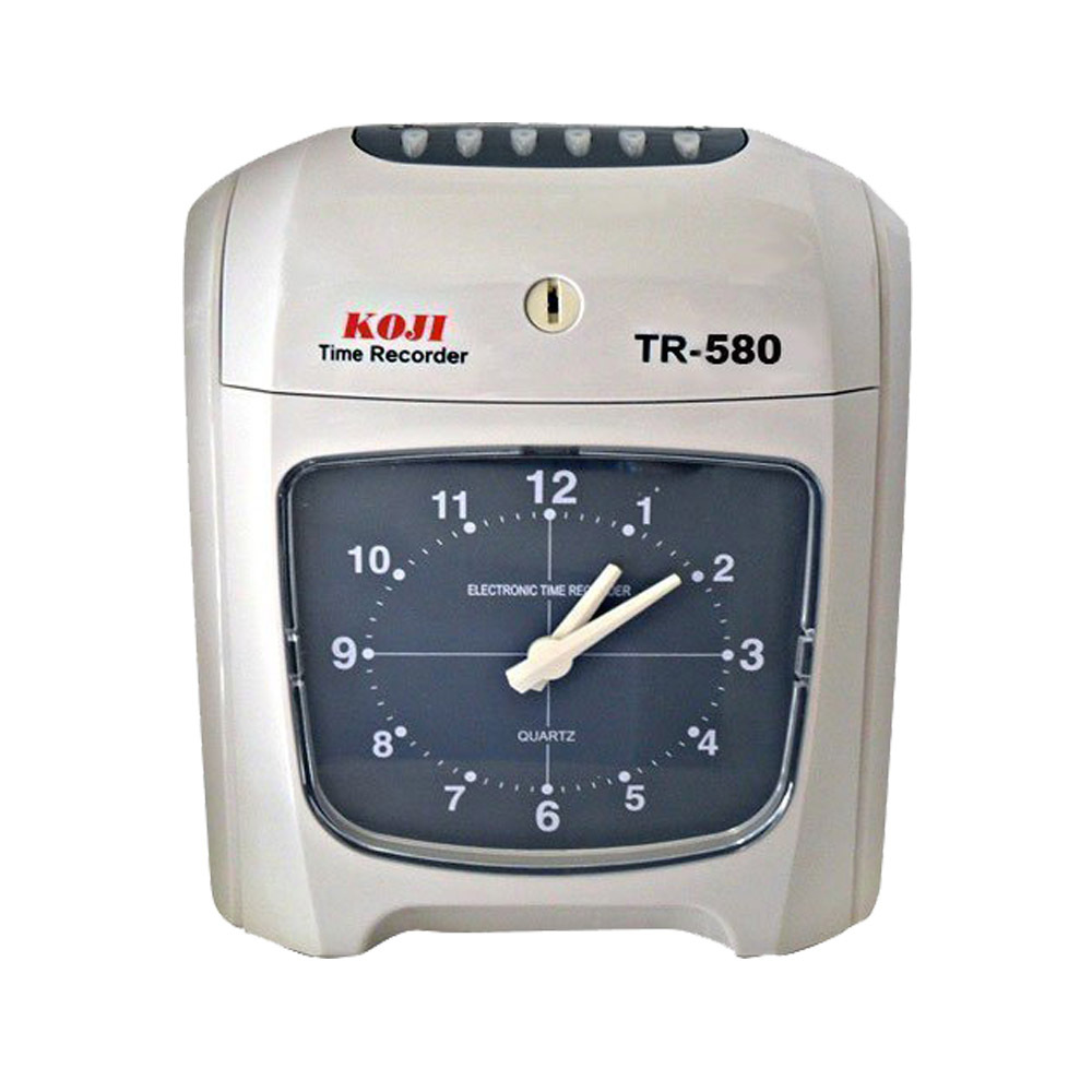 臺灣製造 KOJI打卡鐘 TR-580 指針式  六欄位數字打卡鐘 考勤機 設定上、下班音樂響鈴 萬年曆大型 鐘面