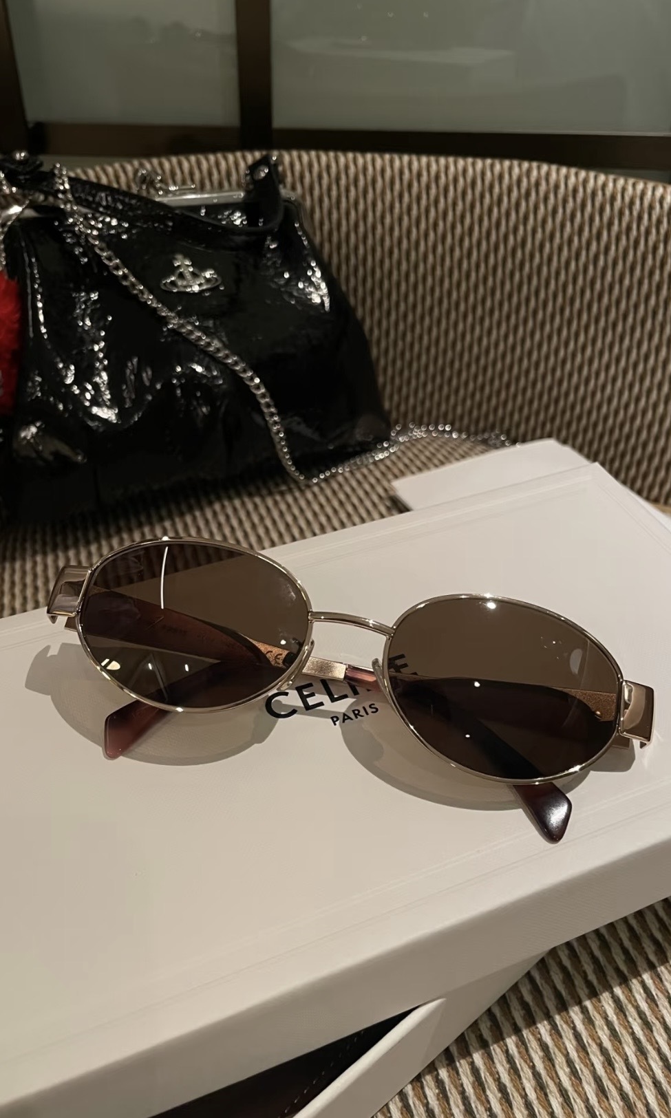 Celine Triomphe Metal 01 Rose Gold Sunglasses in Metal