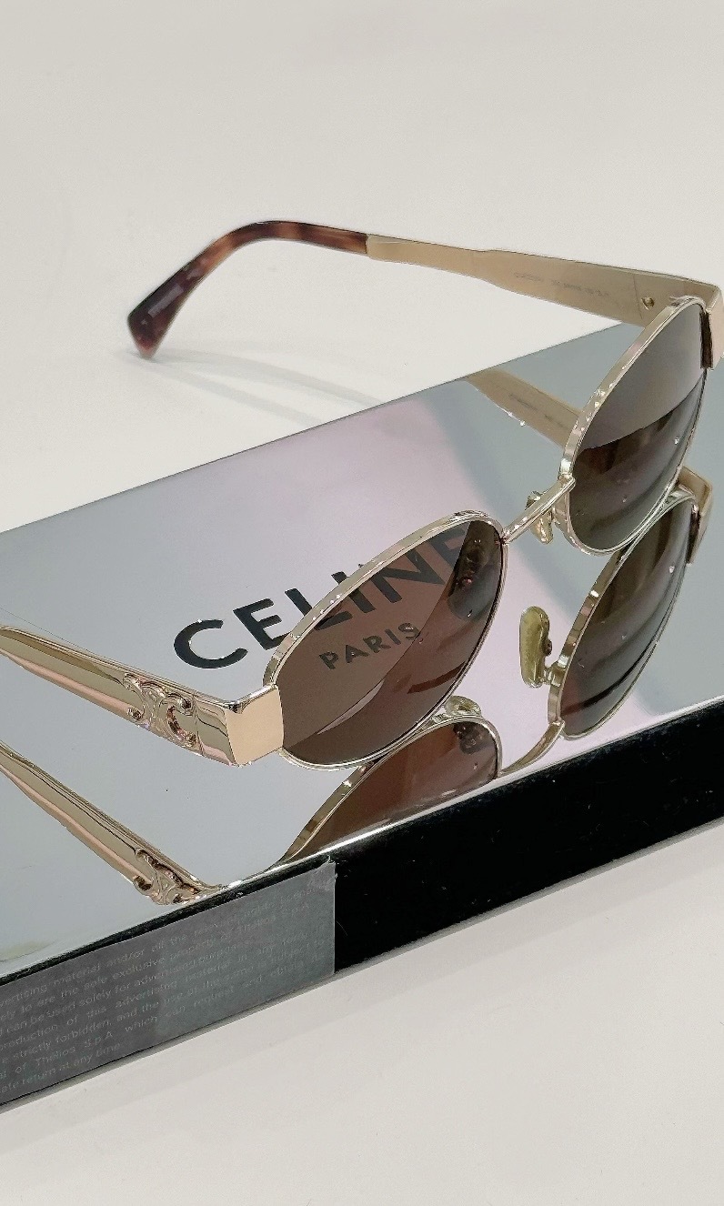 Celine Triomphe Metal 01 Rose Gold Sunglasses in Metal