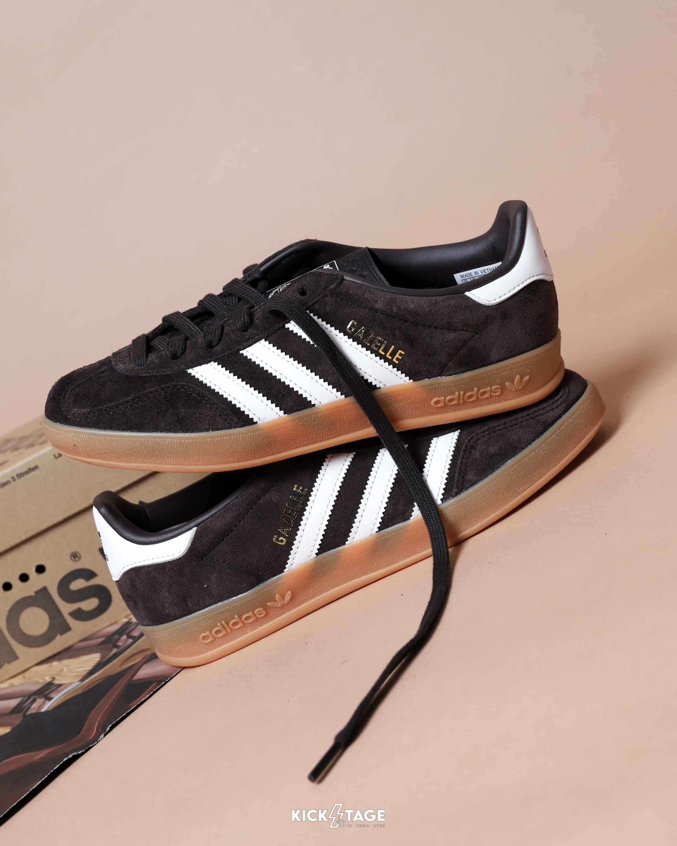 男女鞋 ADIDAS GAZELLE INDOOR 棕白 麂皮 橡膠大底 復古 德訓鞋 休閒鞋【HQ5152】