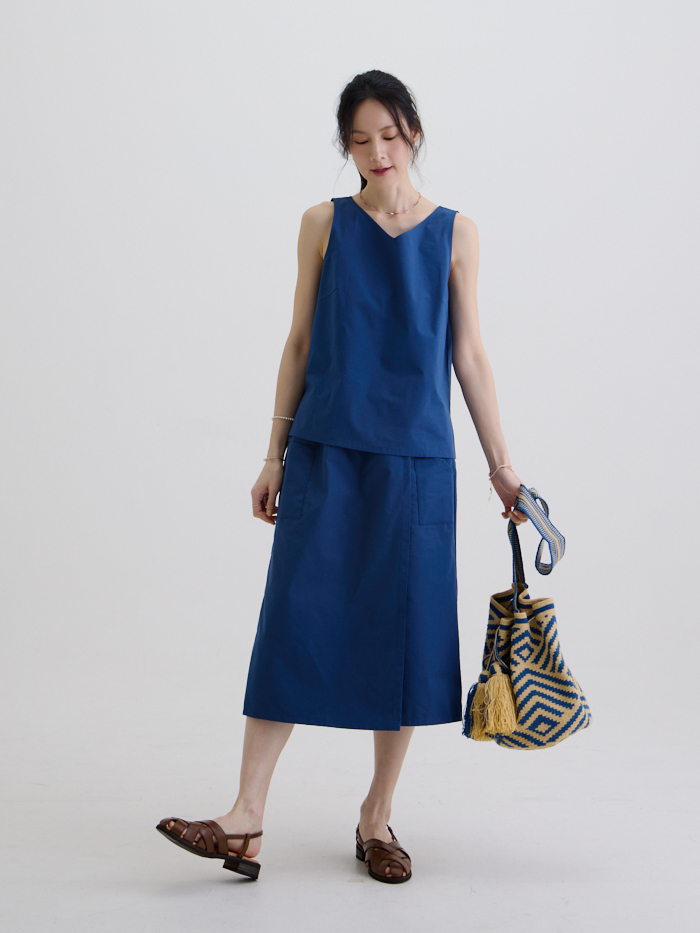 星期三的放假無袖上衣-藍色