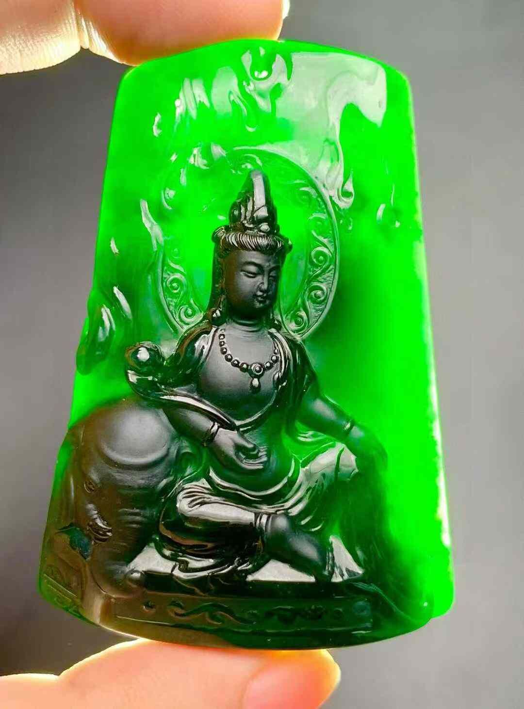 翡翠墨翠普賢菩薩,天然翡翠A玉, 緬甸玉, Jade, Jadeite
