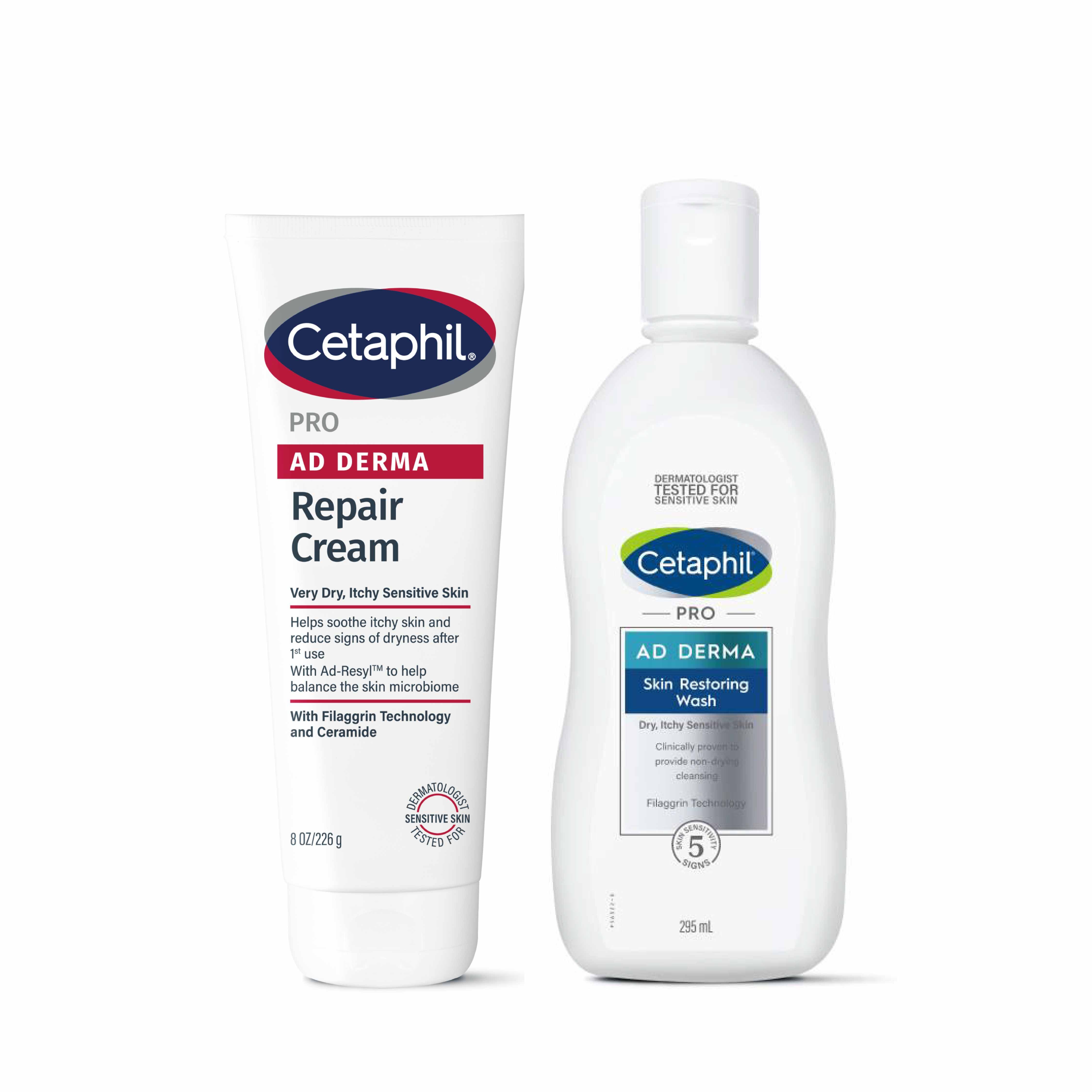 舒特膚 Cetaphil AD益膚康修護舒敏乳霜(新包裝)227g*1+AD益膚康修護潔膚乳(舊包裝)295ml*1