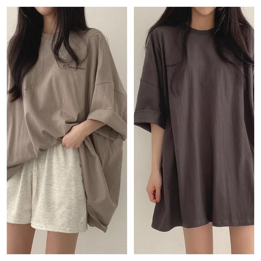 【ASister 小姊姊】AS0347#韓系純棉上衣☆*Pleasures*中長版七分袖T恤(3色 M-2XL)