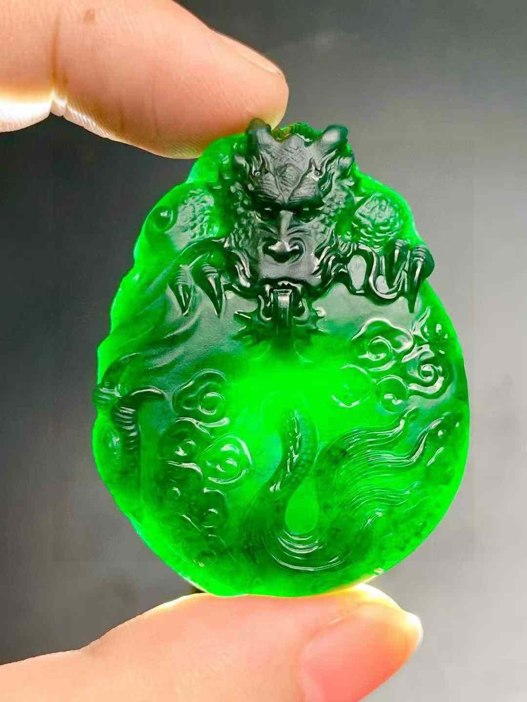 295948 翡翠墨翠神龍平安扣