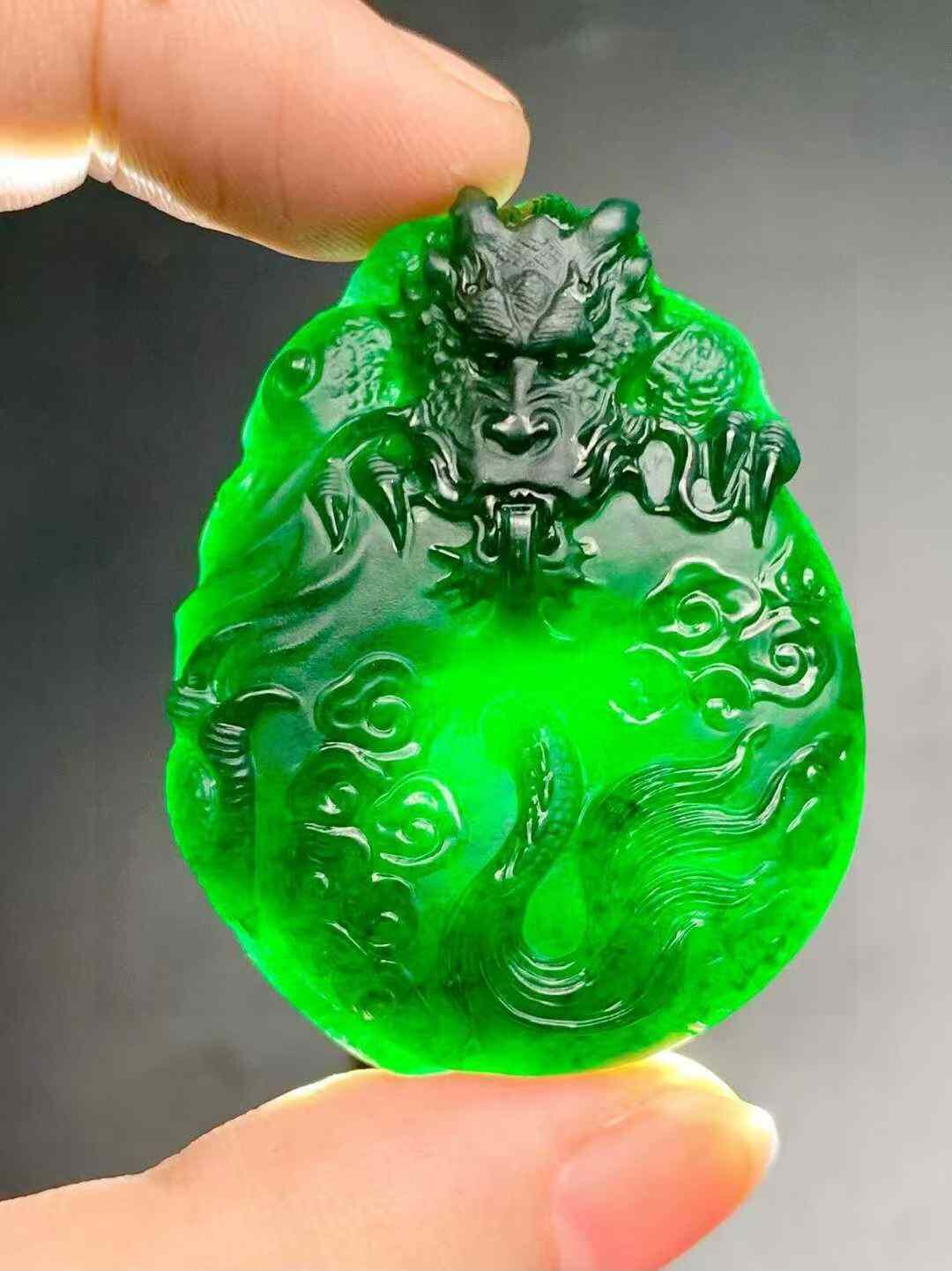 翡翠墨翠神龍平安扣,天然翡翠A玉, 緬甸玉, Jade, Jadeite