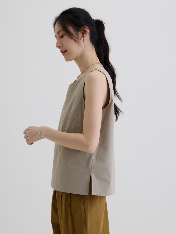 星期三的放假無袖上衣-卡其