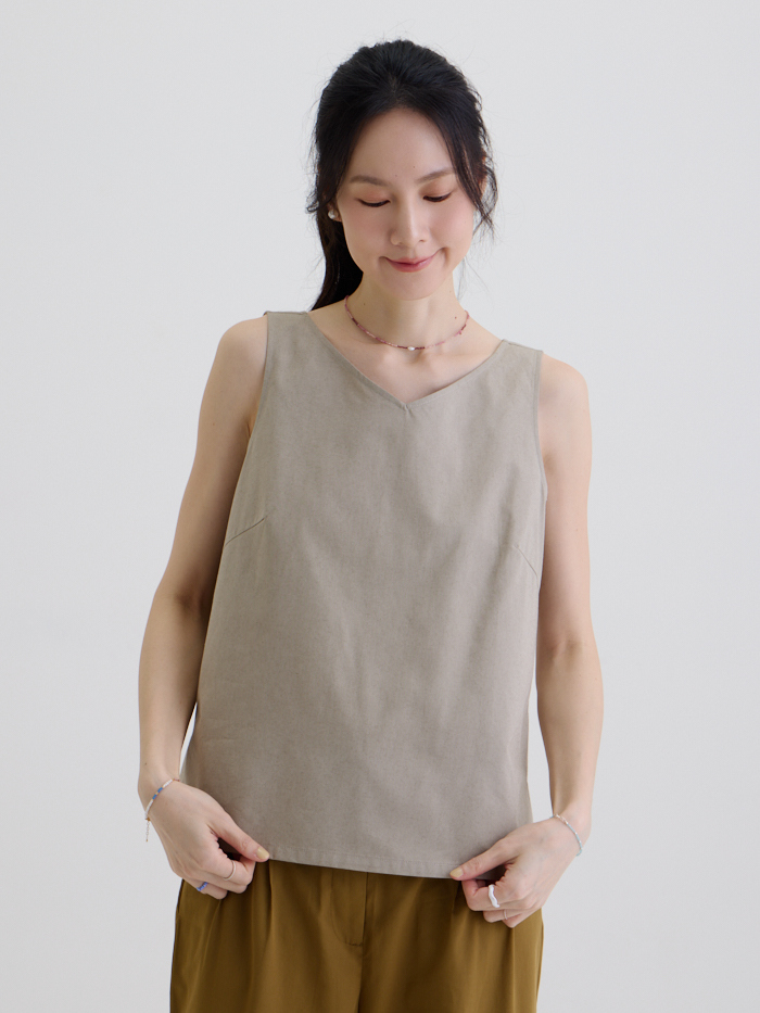 星期三的放假無袖上衣-卡其