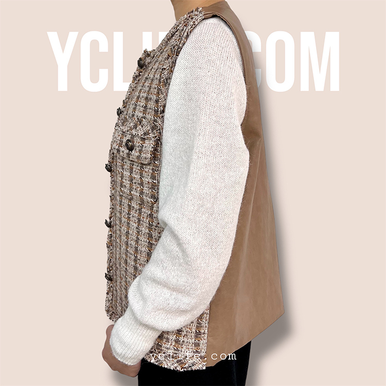 輕奢拼接粗花呢背心