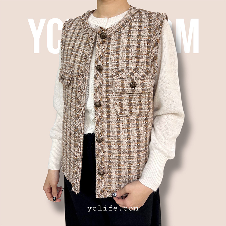 輕奢拼接粗花呢背心