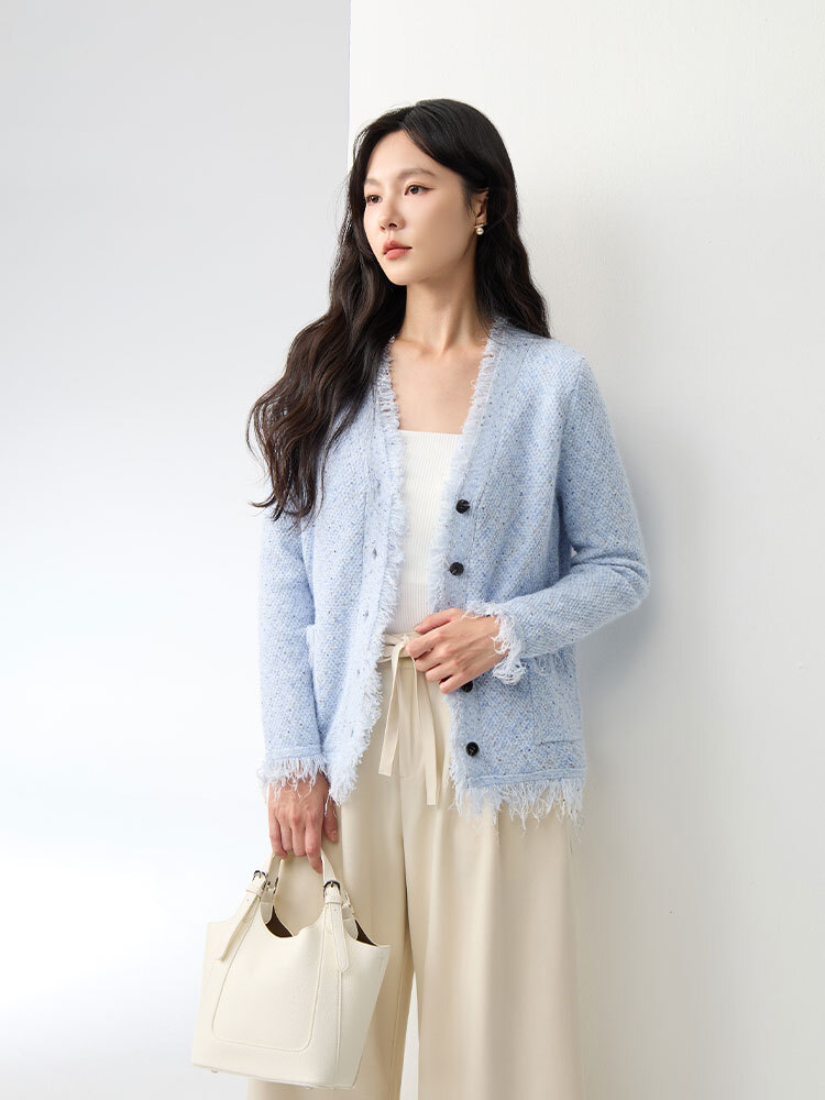 OH!HER 小香感抽鬚排釦針織外套