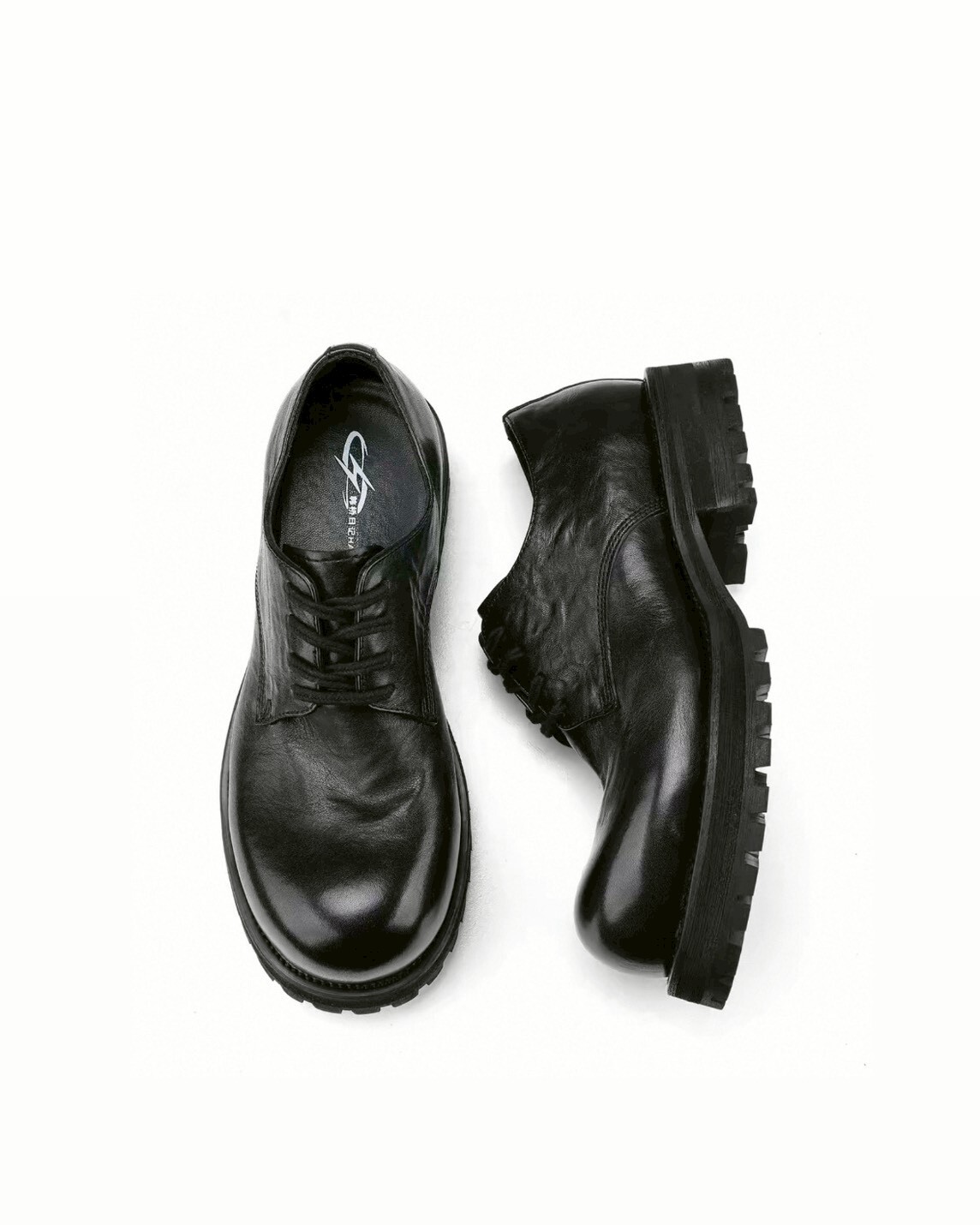 HANQIA 水洗牛皮 圓頭 厚底 #德比鞋