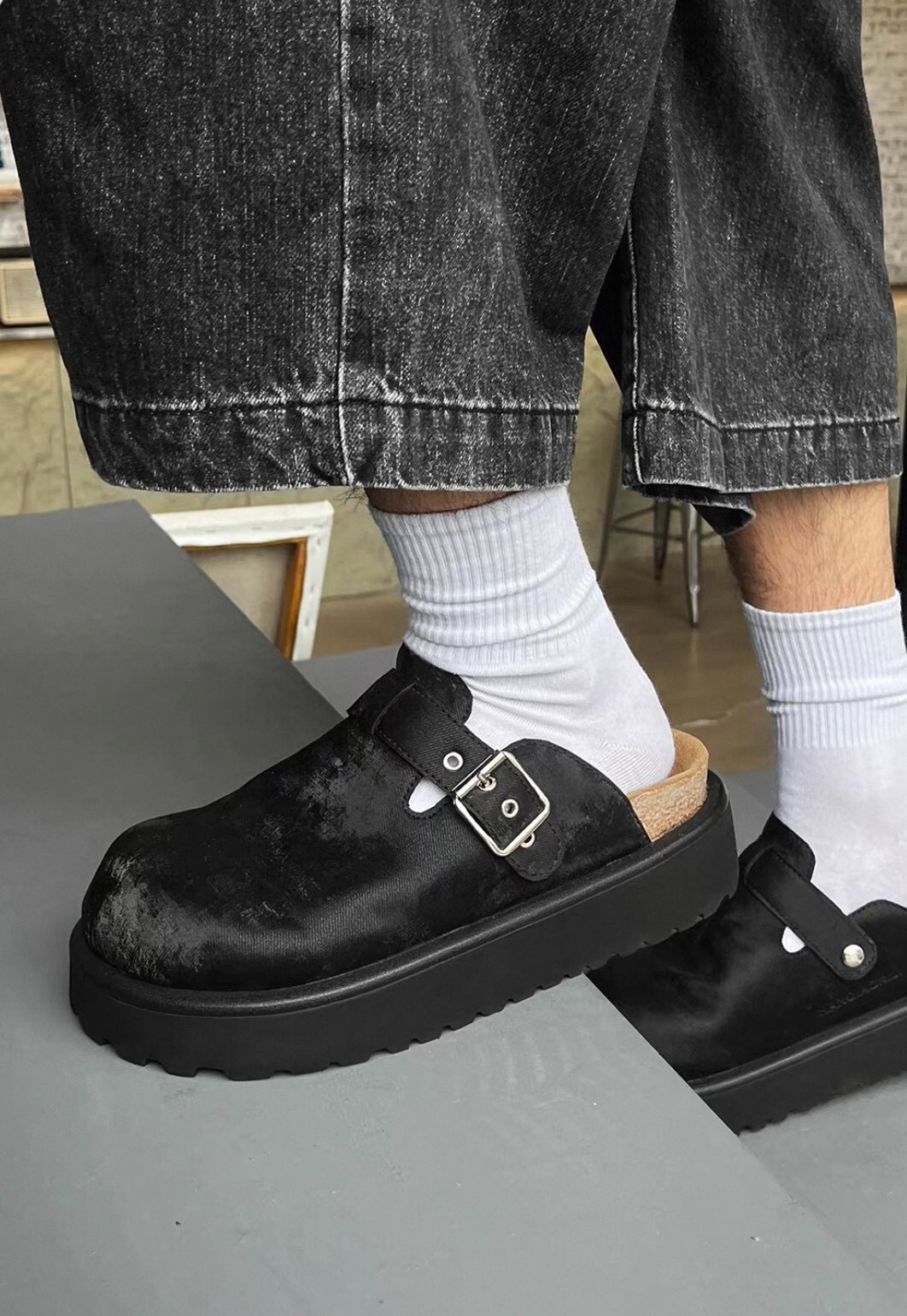 HANQIA 透氣絲綢 厚底 拖鞋 #勃肯鞋