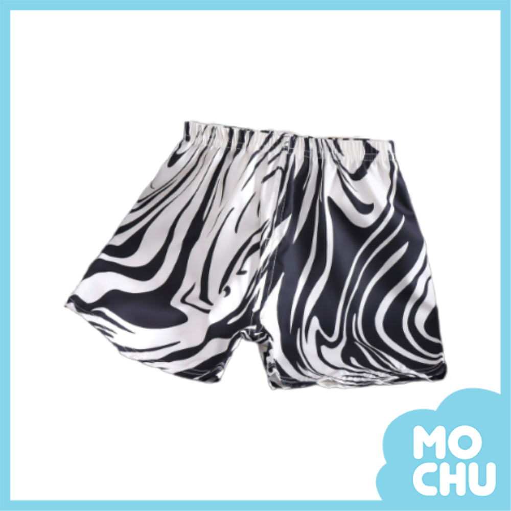 薄款休閑短褲-黑花紋