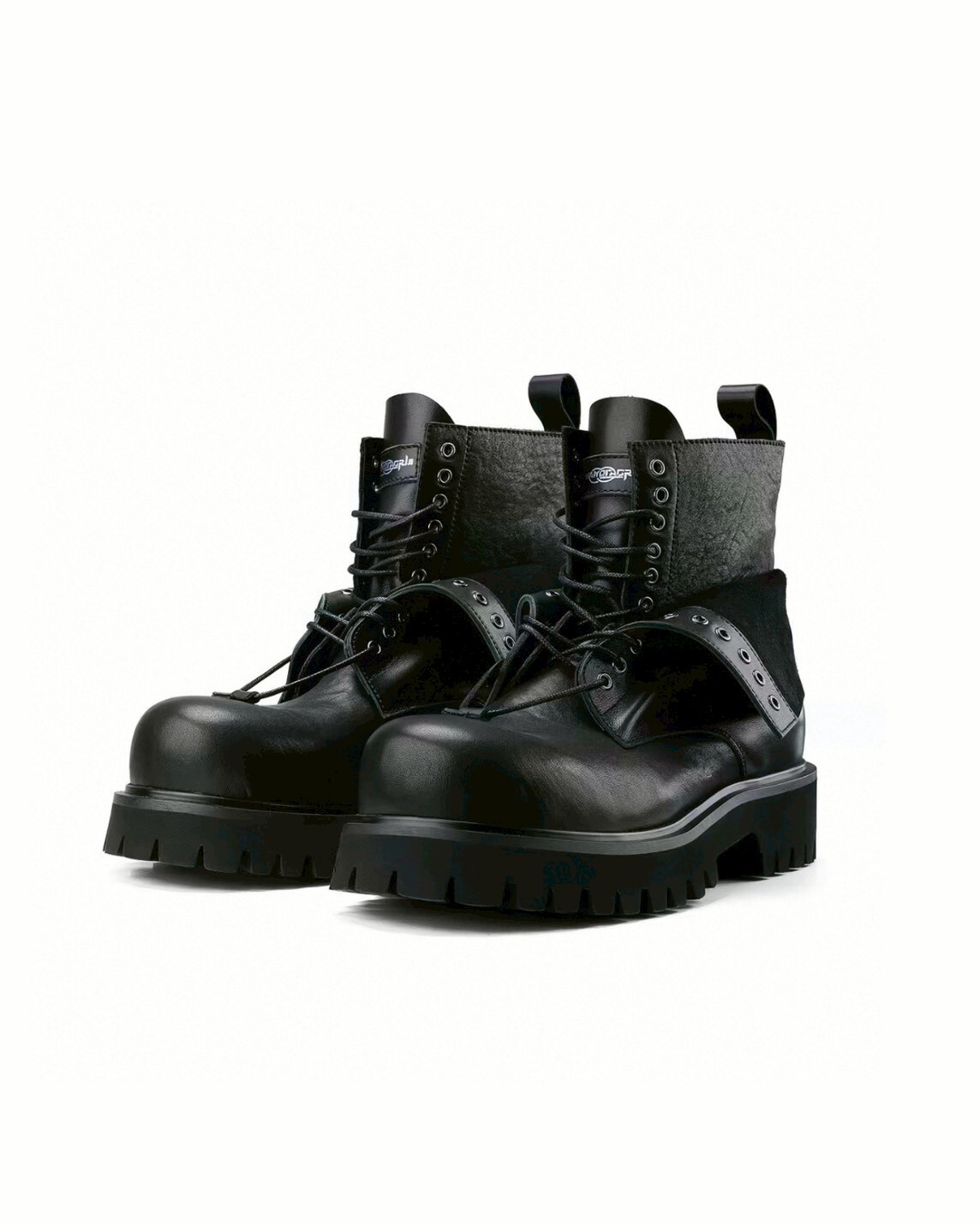 HANQIA 雙層鞋面 設計牛皮 厚底 #馬丁靴