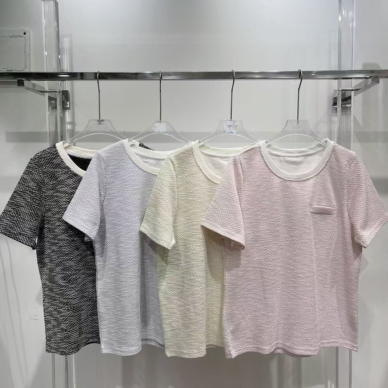 【預訂】假口袋閃線Tweed紋TOP (E42-E45)