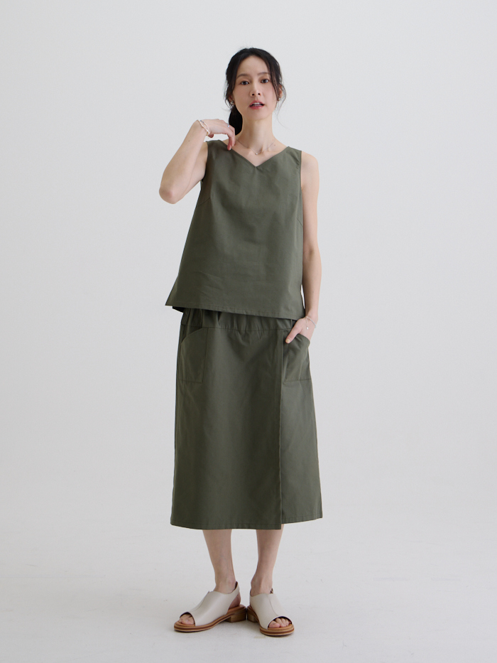 星期三的散步褲裙-軍綠