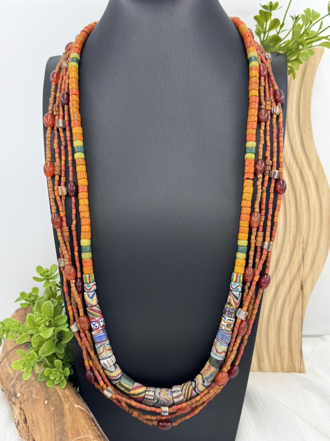 W-No.73傳統花珠五條式複串長鍊80cm