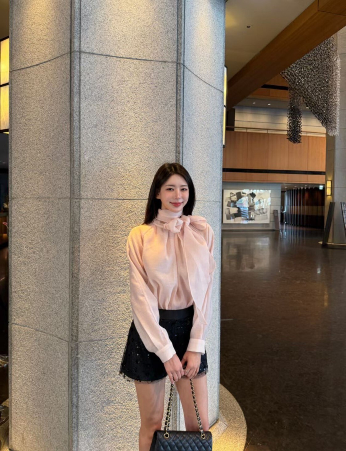 氣質女子綁帶領巾造型澎澎袖上衣 / 3色