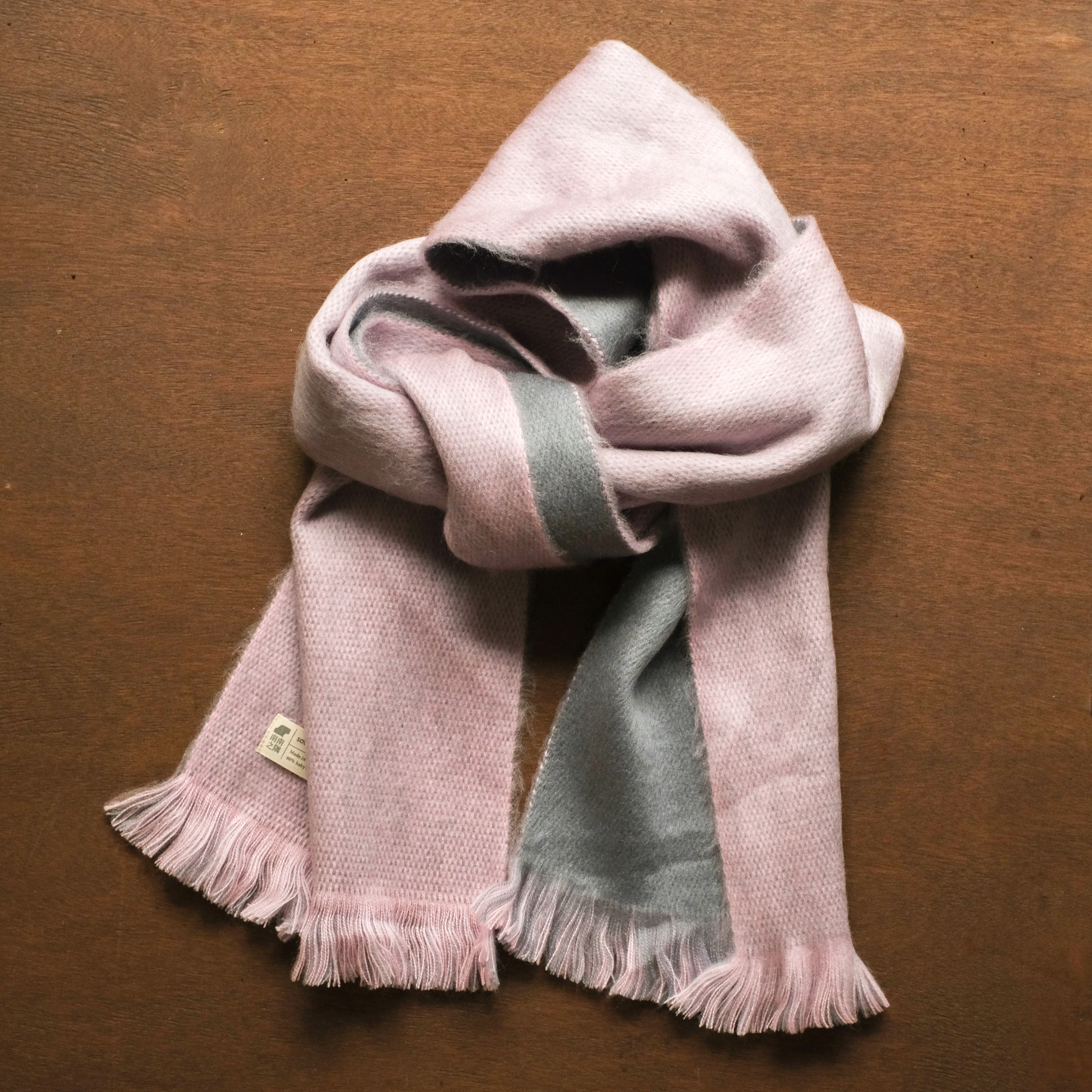 Alpaca Scarf｜Pink / Grey ｜Ecuador