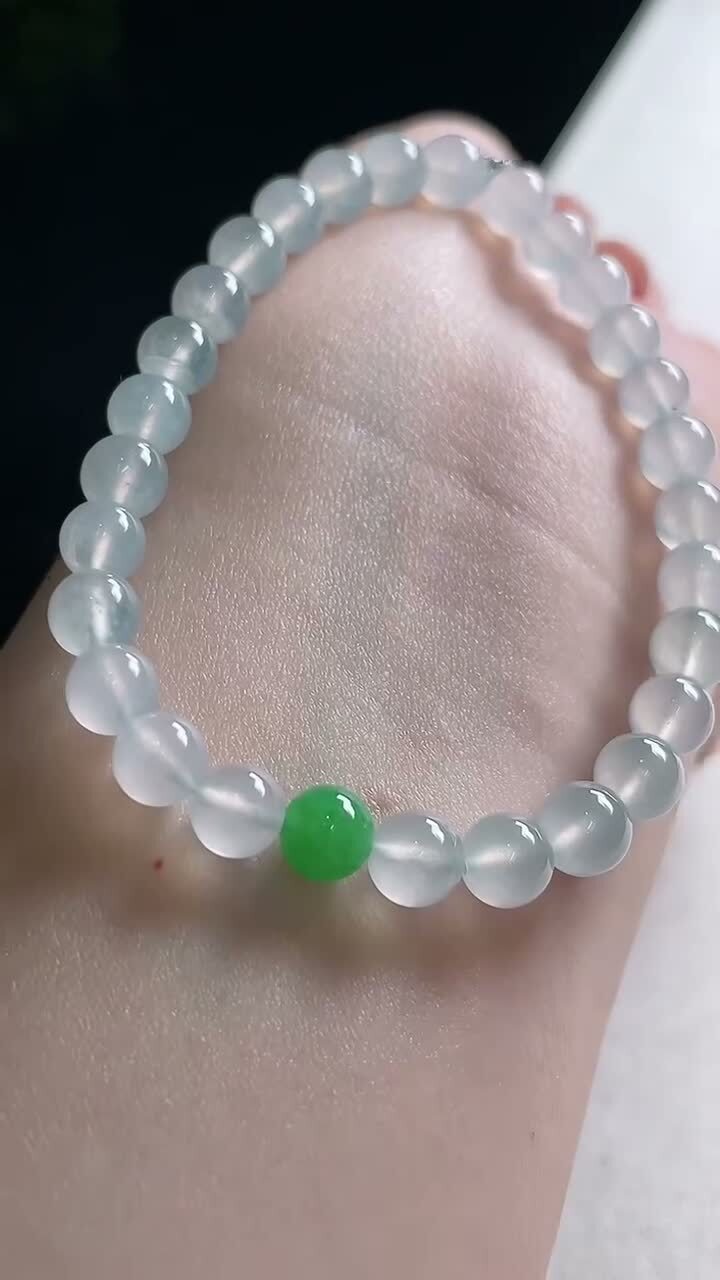 翡翠高冰種手串 (6.5mm直徑),天然翡翠A玉, 緬甸玉, Jade, Jadeite