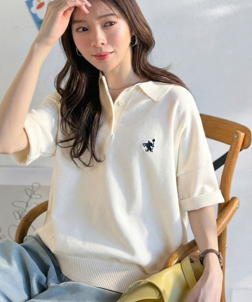 日本🇯🇵連線 Classical Elf 優雅胸前刺繡Polo短袖針織 刺繡 寬鬆 Polo衫 針織 簡約 休閒 4色(任買兩件711免運)/預購