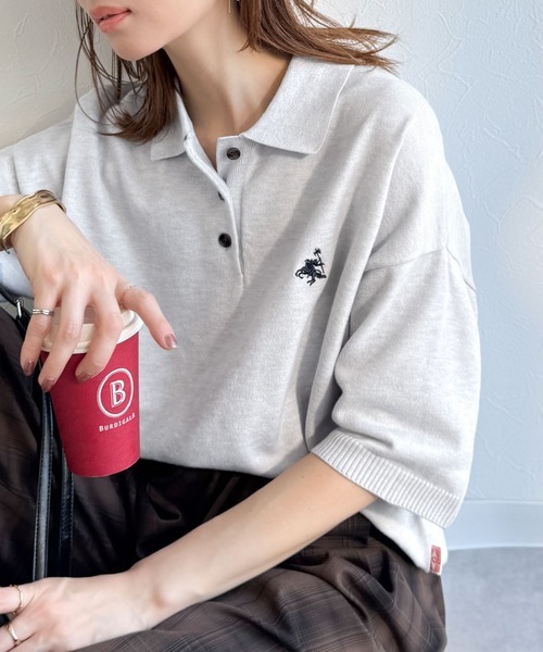 日本🇯🇵連線 Classical Elf 優雅胸前刺繡Polo短袖針織 刺繡 寬鬆 Polo衫 針織 簡約 休閒 4色(任買兩件711免運)/預購