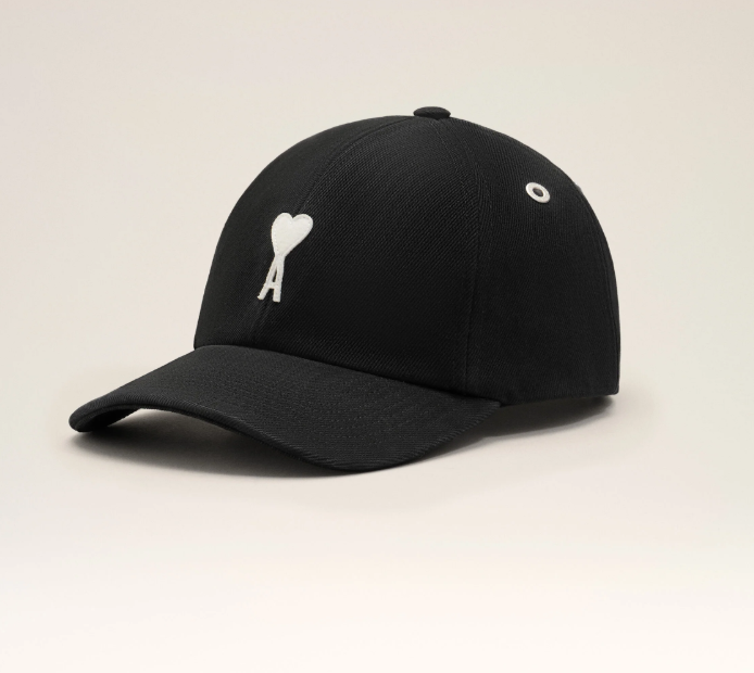 1FF0101-545 [AMI PARIS] Black Cotton Ami De Coeur Felt Patch Cap Black (SS26) #UCP277.AW0028.001 (P-EU-E)