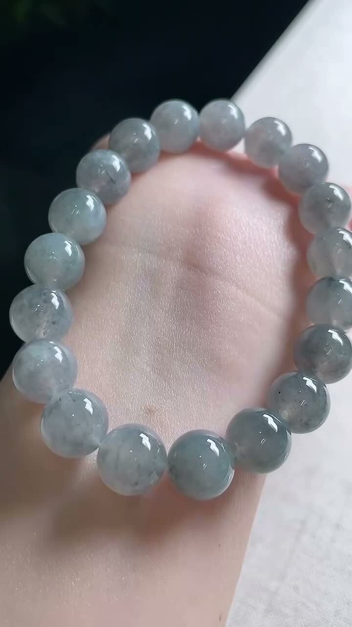 翡翠冰烏雞手串 (10.4mm直徑),天然翡翠A玉, 緬甸玉, Jade, Jadeite