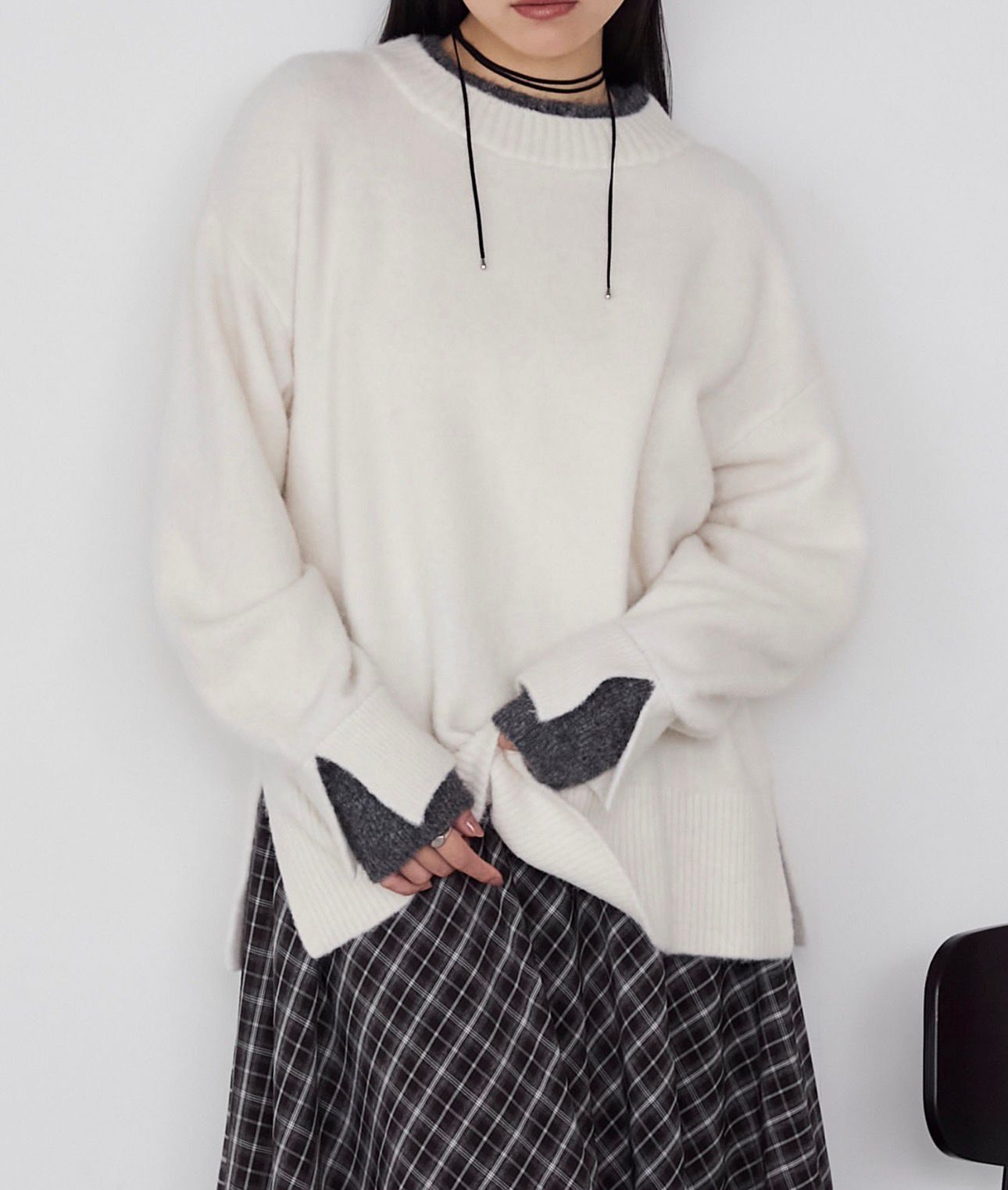【預購】JN030404 forksy. 白色廓形毛衣