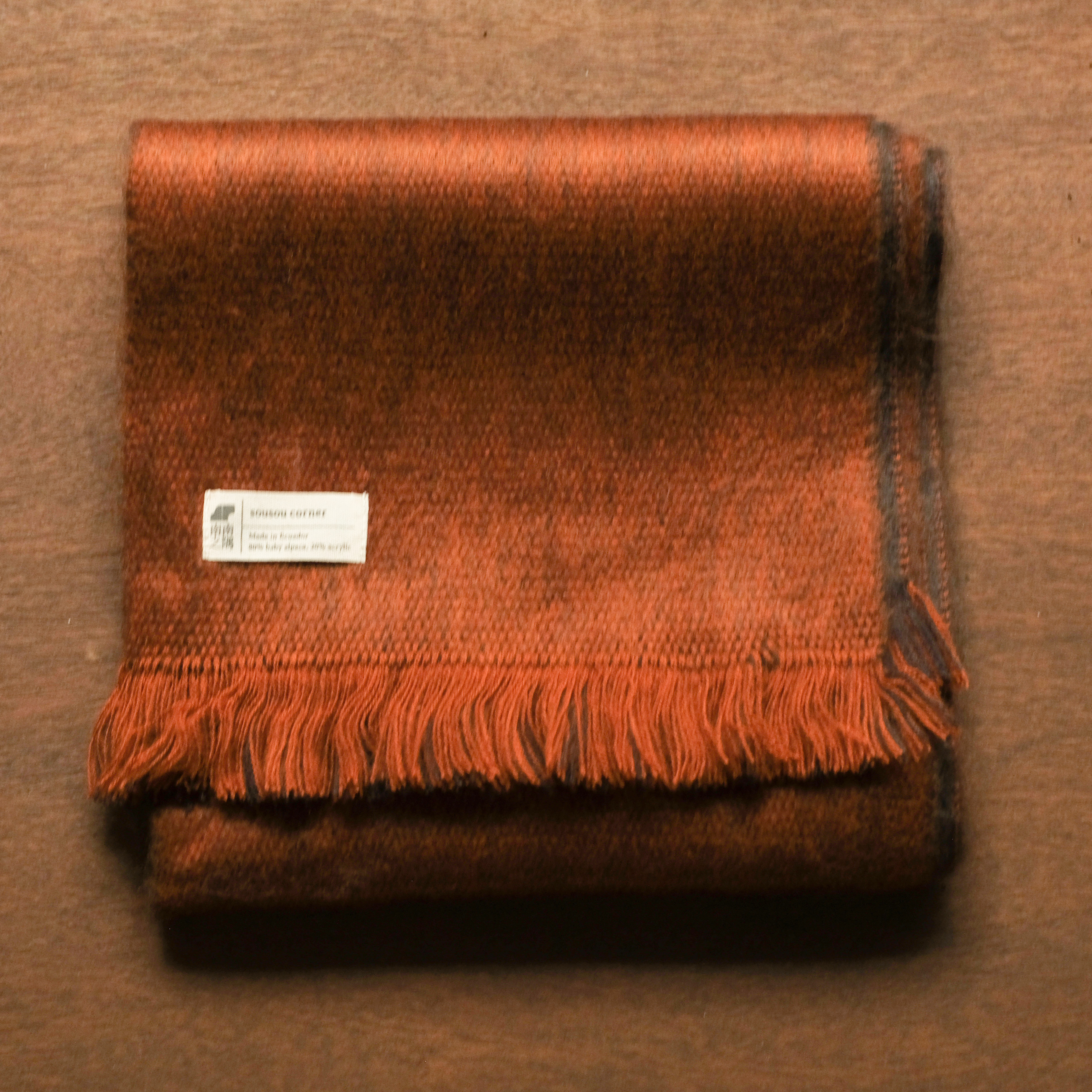 Alpaca Scarf｜Horse brown / Dark grey｜Ecuador
