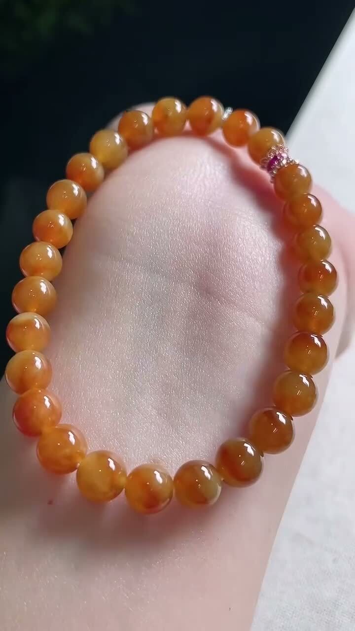 翡翠冰紅翡手串 (7.1mm直徑),天然翡翠A玉, 緬甸玉, Jade, Jadeite