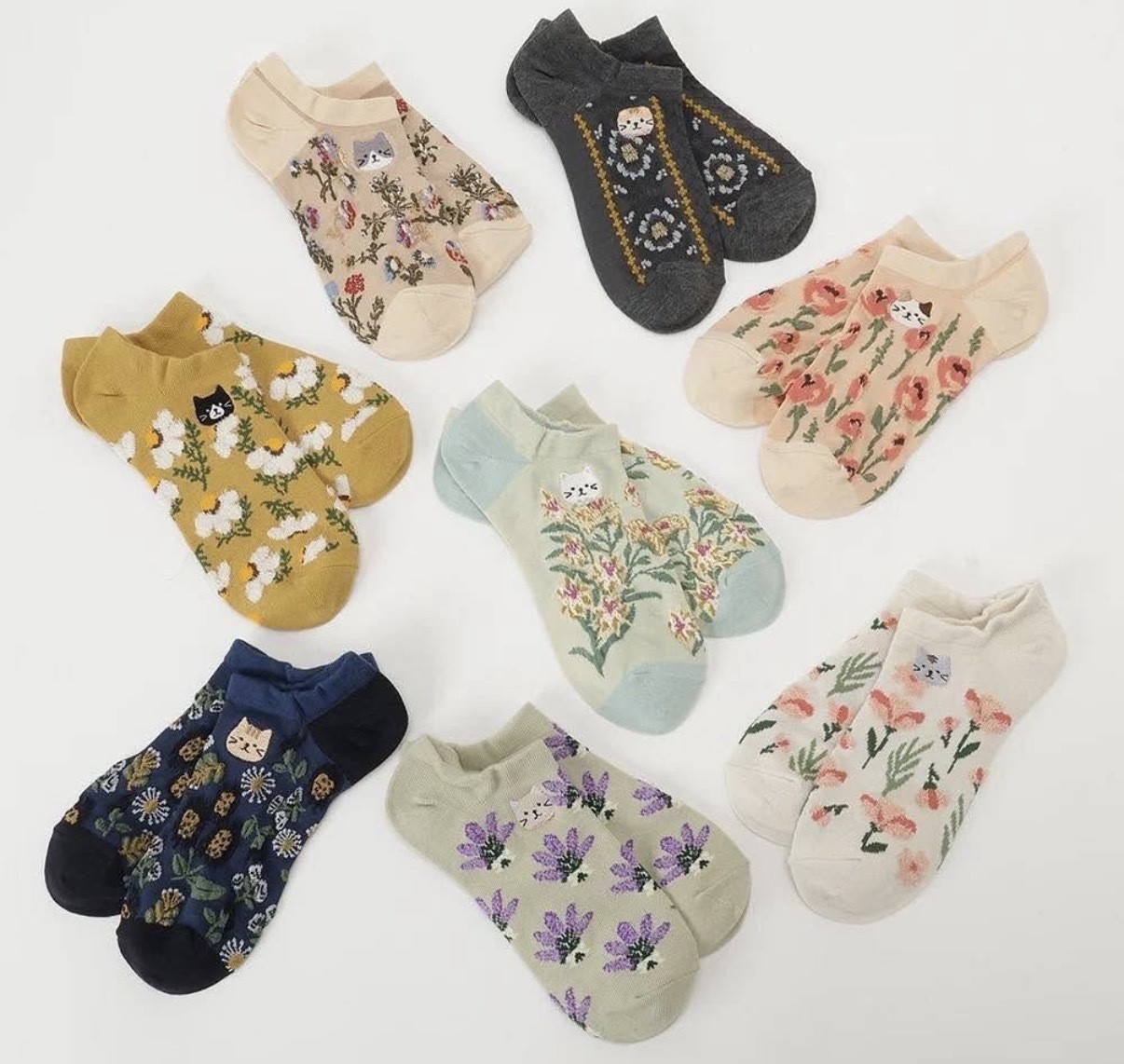 JP 貓貓花花刺繡造型短襪 3549 3532 3501 3488 3495 3525 3556 3518