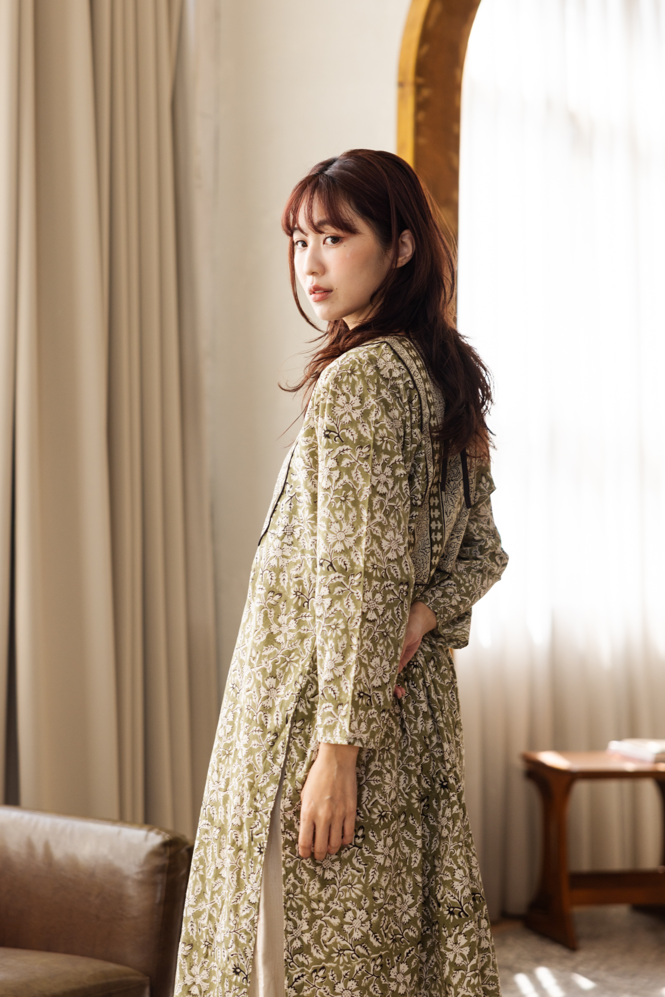 拼接花花後綁帶庫塔_綠