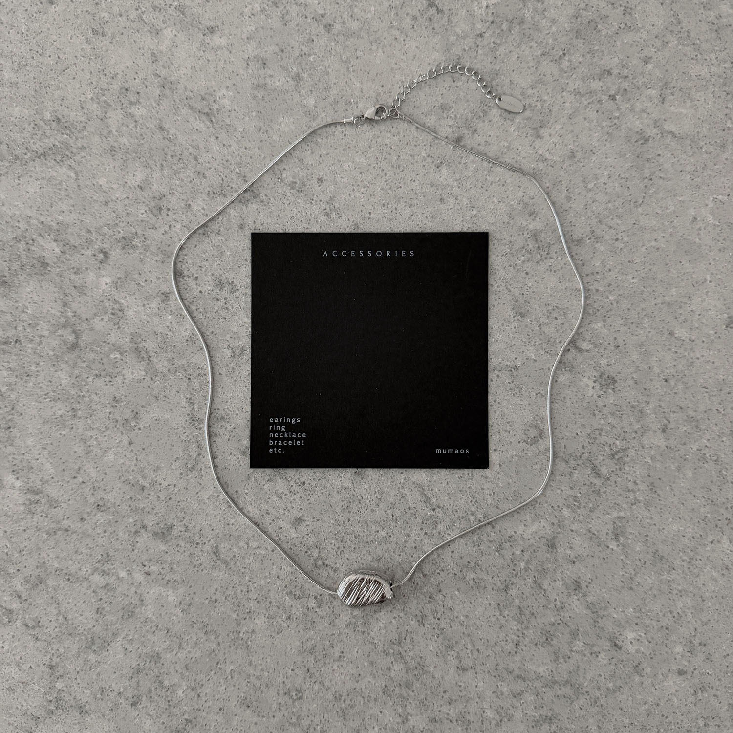 A3007 不規則壓紋項鍊 / 銀