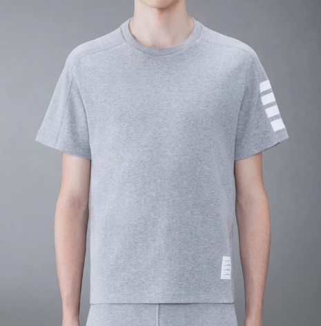1FF0101-536 [THOM BROWNE] Milano Cotton 4-Bar Tee Lt Grey (SS26) #MJS246A-07323-055 (C-EU-E)