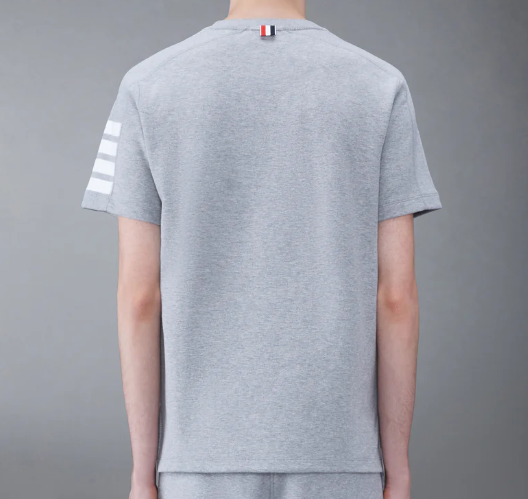1FF0101-536 [THOM BROWNE] Milano Cotton 4-Bar Tee Lt Grey (SS26) #MJS246A-07323-055 (C-EU-E)