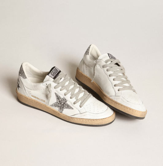 1FF0101-501 [GOLDEN GOOSE] Women's Ball Star in Nappa with White Star and Glitter Heel Tab (SS26) #GWF00117.F003773.11325 (S-EU-E)