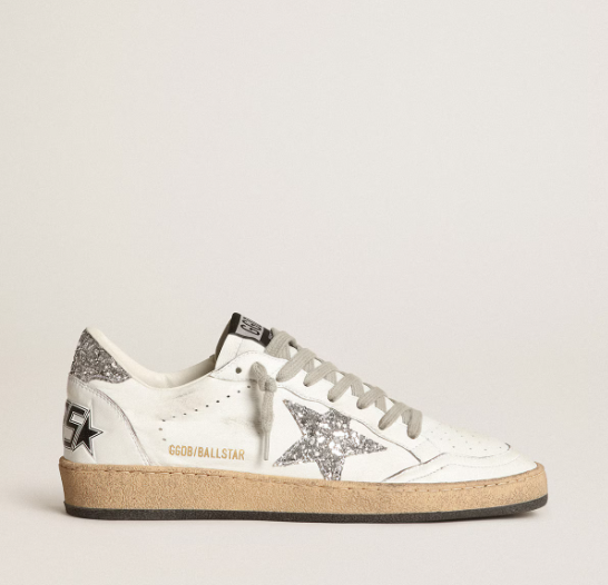 1FF0101-501 [GOLDEN GOOSE] Women's Ball Star in Nappa with White Star and Glitter Heel Tab (SS26) #GWF00117.F003773.11325 (S-EU-E)