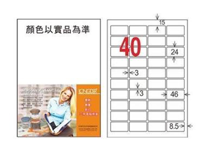 龍德 三用電腦標籤貼紙 40格 LD-8115-W-A  白色 105張/盒  影印 雷射 噴墨 貼紙