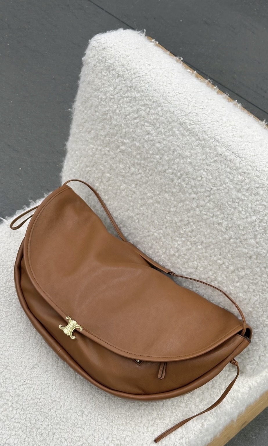 Celine Halfmoon Soft Triomphe Bag in Supple Shiny Lambskin